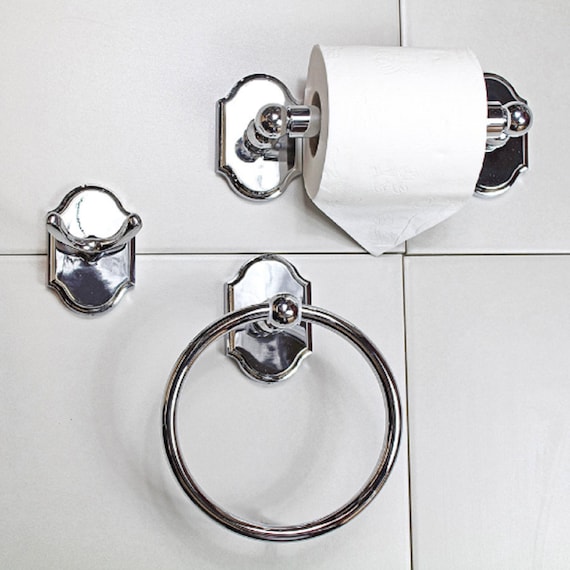 G Decor Chrome Bathroom Accessories Towel Ring Holder, Toilet Roll Holder,  Towel Robe Hook 