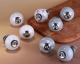 G Decor Set of 8 Quiet Living Selection Handcrafted & Hand-Painted Ceramic Door Knobs