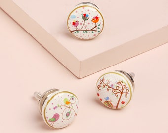 G Decor Birds Garden Ceramic Door Knobs Drawer Knobs Cupboard Knobs