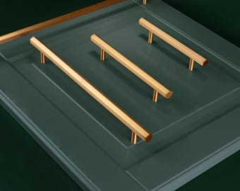 Belgravia Solid Brass Hexagonal Architectural Bar Pull Handle In Satin Brass Finish