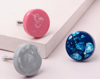 G Decor Resin Marble Effect Round Disc Pull Handles Drawer Knobs Cupboard Knobs