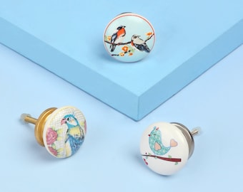 Keramikgriffe mit Vogelmotiven für Schubladen, Küchenschränke und Kommoden