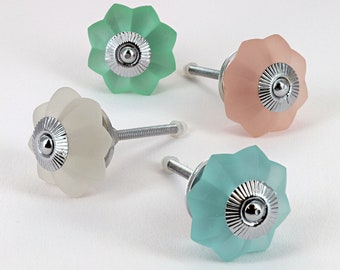 G Decor Fiero Flower Frosted Melon Glass Pull Knobs