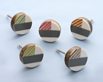 G Decor Eliseo Quad Tone Resin and Wood Drawer Pull Door Knob
