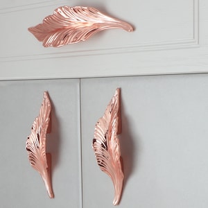 G Decor Large Rose Gold Leaves Cupboard Pull Draw Handle