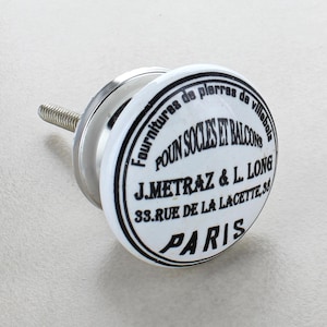 Set med 6 vintage franska keramiska skåpdörrknoppar med Paris-motiv | Multipack | Lådhandtag | Knoppar i butik