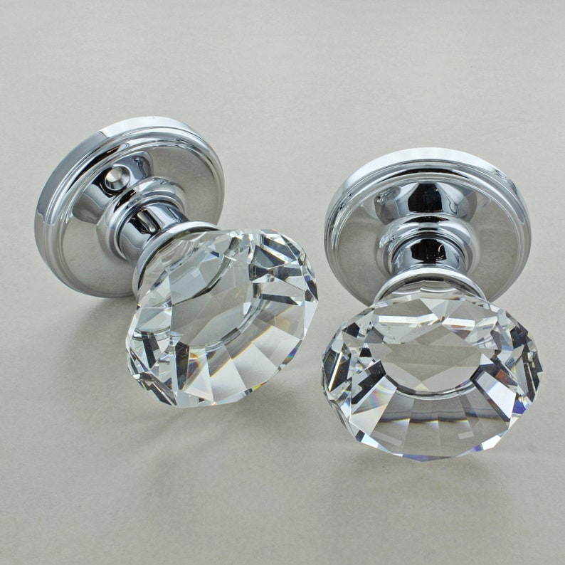 Diamond Crystal Faceted Clear Glass Mortice Door Knobs by G Etsy