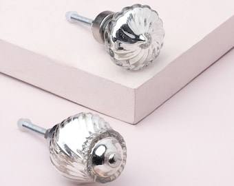 Pomo de puerta G Decor Celestia Swirl Mercury Glass Silver Chrome
