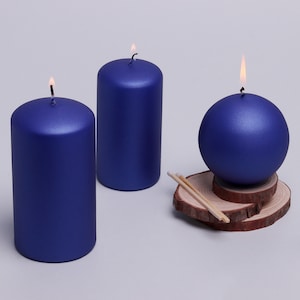G Decor Grace Alouette Indigo Blue Lacquered Pillar and Ball Candles