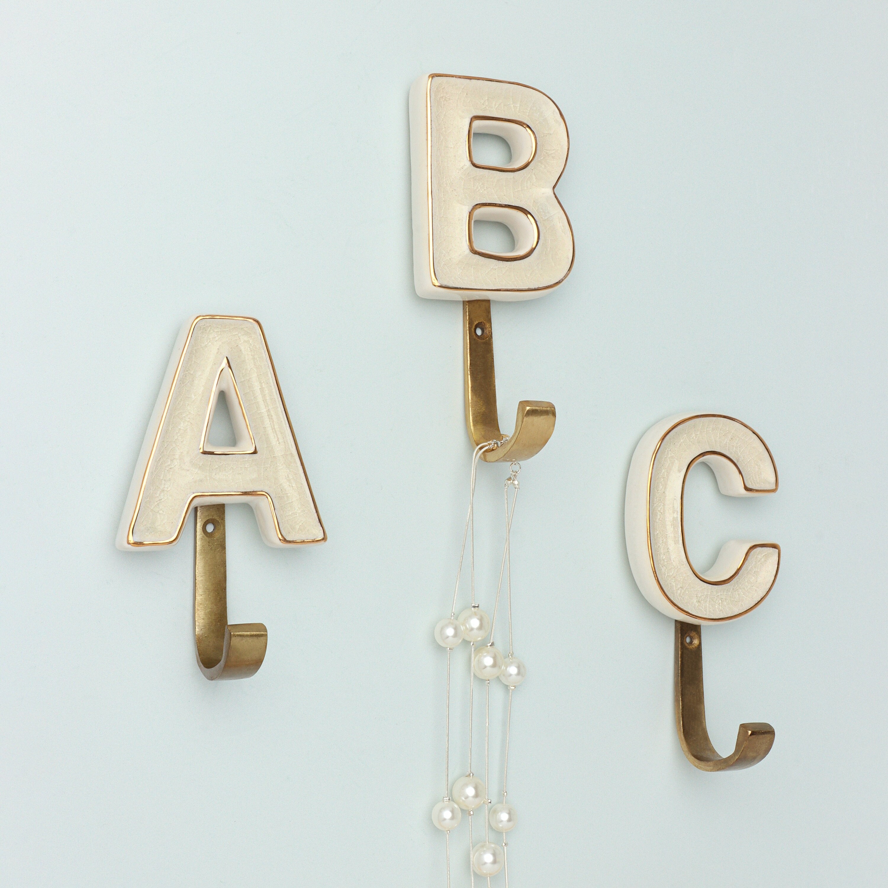 26pc-white Enamel Brass Lined Rainbow Full Alphabet Letter Beads