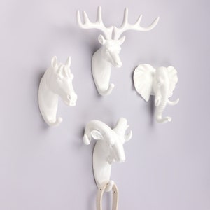 G Decor Animal White Wall Hooks Wildlife Coat & Towel Holders for Wall Décor