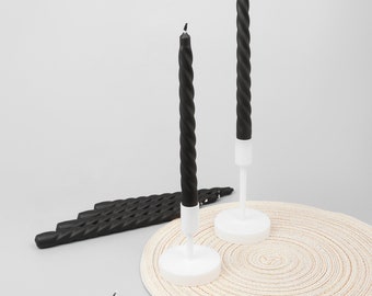 G Decor Coraline Nocturra Set of 2, 10 or 20 Matte Black Twisted Dinner & Taper Candles