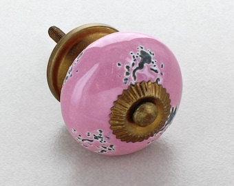 Ceramic Drawer Knobs, Pink Distressed Cabinet Knobs, Kitchen Cupboard Door Knobs, Dresser Knobs - G Decor