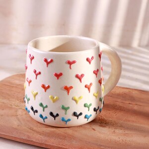 G Decor Handmade & Hand-Painted Tulip And Hearts Mug Collection Ceramic Tea Or Coffee Cups Hearts