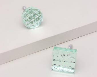 Glass Drawer Knobs, Lumiere Crystal Diamond-Cut Faceted Cabinet Knobs, Cupboard Door Knobs, Dresser Knobs - G Decor