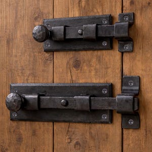 G Decor Hand-Forged Hammered Iron Door Bolt Beeswax Sliding Barrel Latch