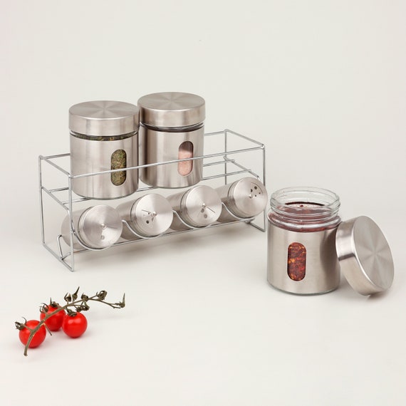 G Decor Clear Glass Chrome Silver Free Standing Spice Rack Etsy