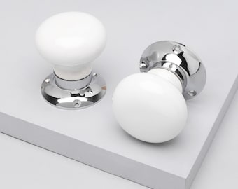 G Decor Perfect Edit: Manijas de cerámica blanca embutidas para puertas interiores giratorias con base cromada