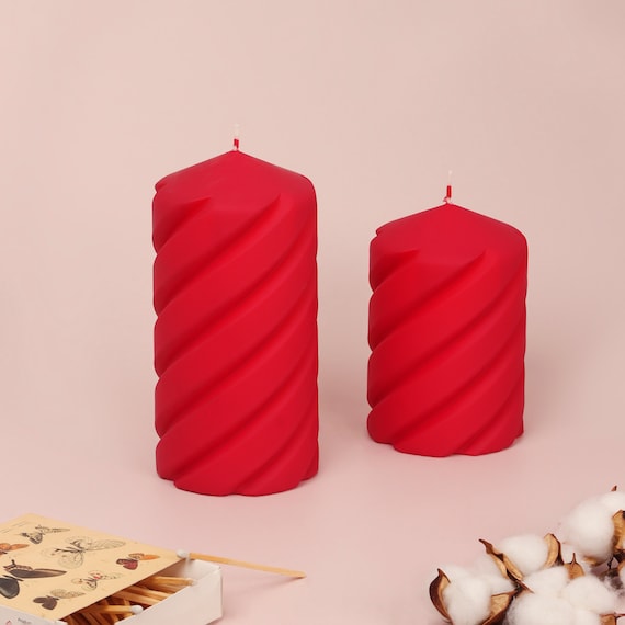 G Decor Red Pillar Spiral Candles Candele decorative -  Italia