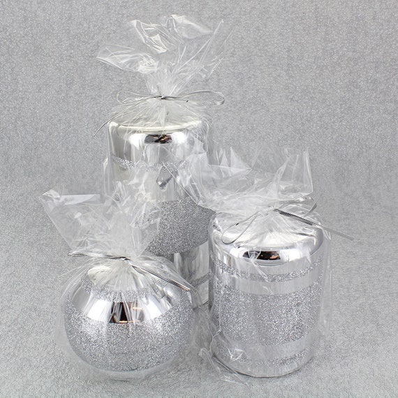 Silver Three Stripes Candles By G Decor