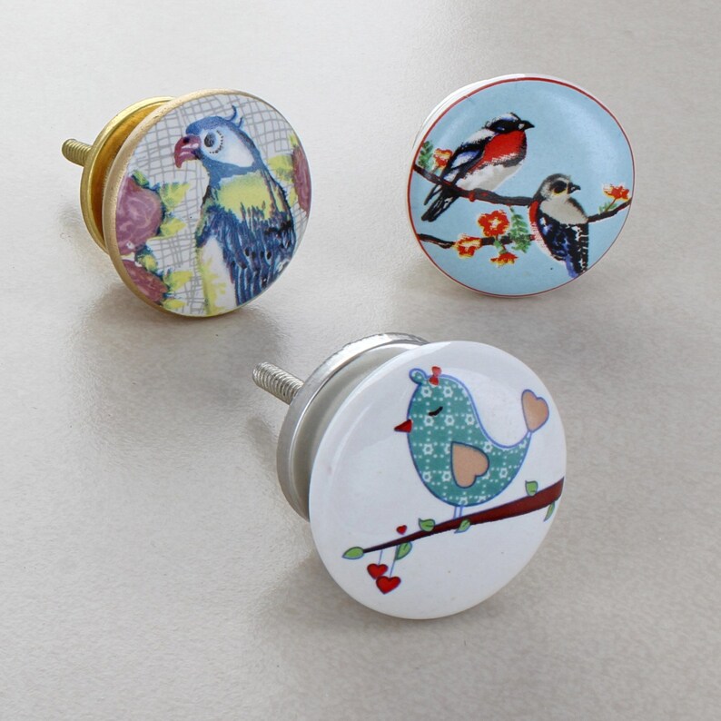 Birds Ceramic Door Knobs by G Decor Etsy