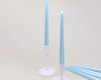 G Decor Velaré Blue Sky, lot de 2, 10 ou 20 grandes bougies de table et bougies coniques en opaline finies à la main