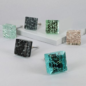 G Decor Maison Square Crystal Crackle Mirror Glass Pull Knobs