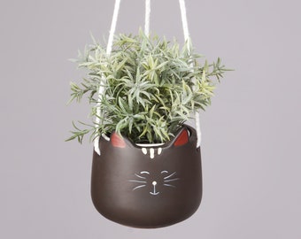 G Decor Happy Ceramic Hanging Cat Planter