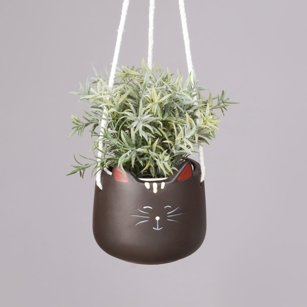 G Decor Happy Ceramic Hanging Cat Planter