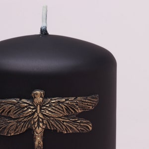G Decor Dragonfly Nature White Or Black Elegant Pillar Candle image 3