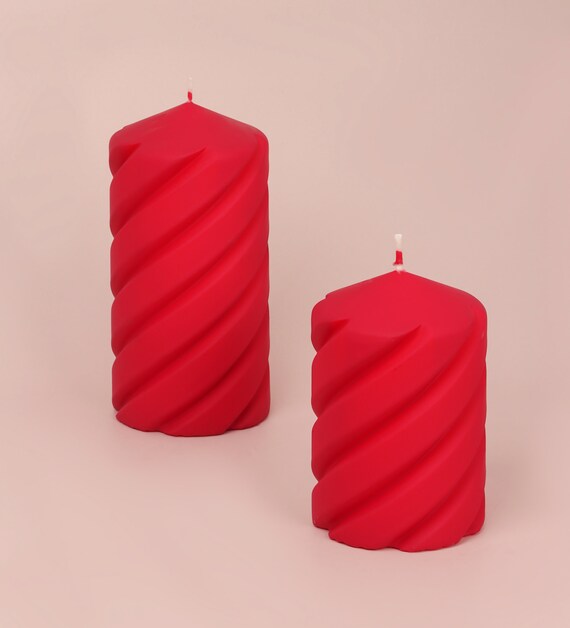 G Decor Red Pillar Spiral Candles Candele decorative -  Italia