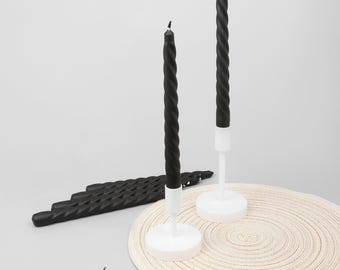 G Decor Coraline Nocturra Set of 2, 10 or 20 Matte Black Twisted Dinner & Taper Candles