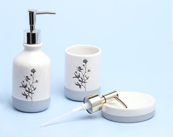 G Decor Ceramic Flower Bathroom Set