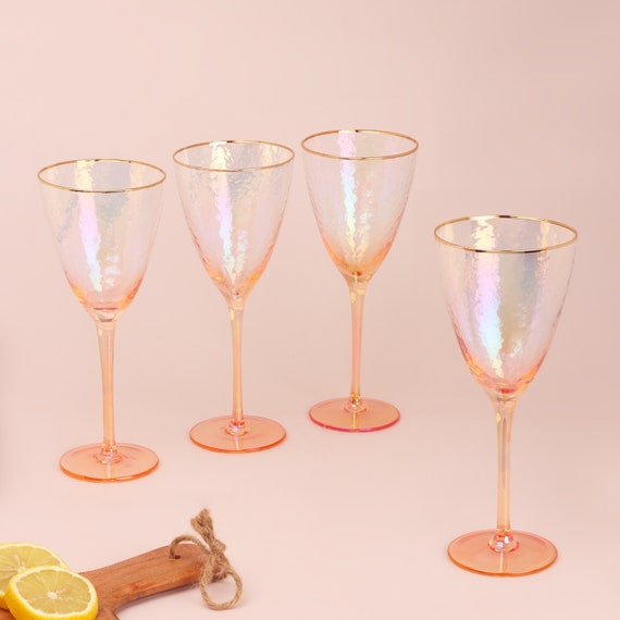 Set of 6 Moroccan Drinking Glasses Clear Hammered Gold - Scents & Feel