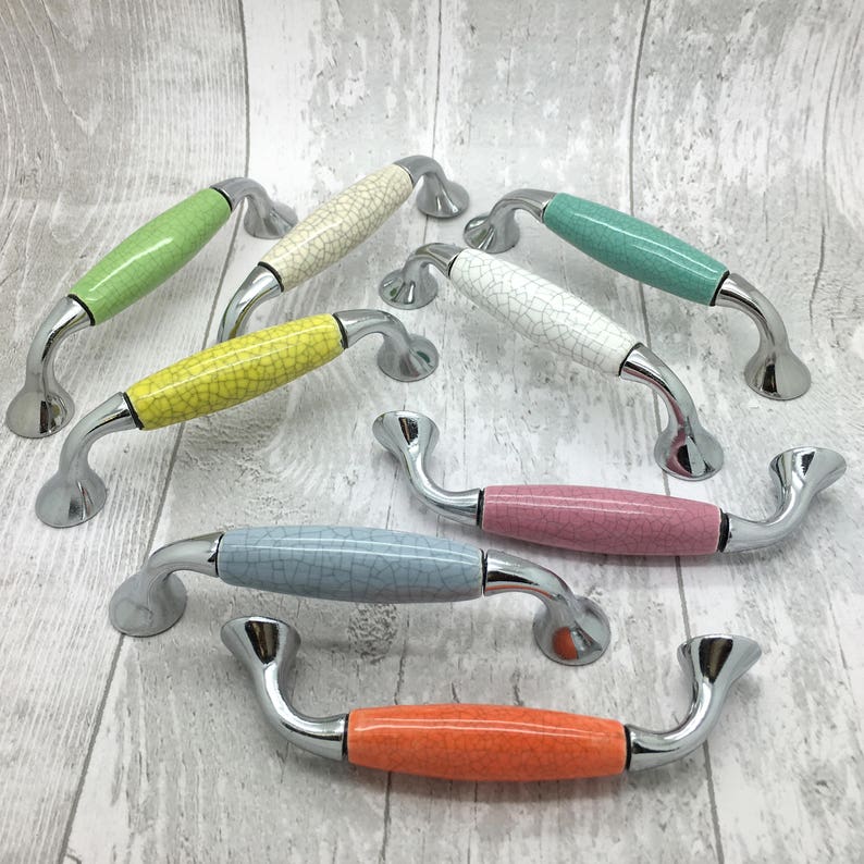 Crackle Ceramic Door Handles Cupboard Pulls Handles Etsy UK