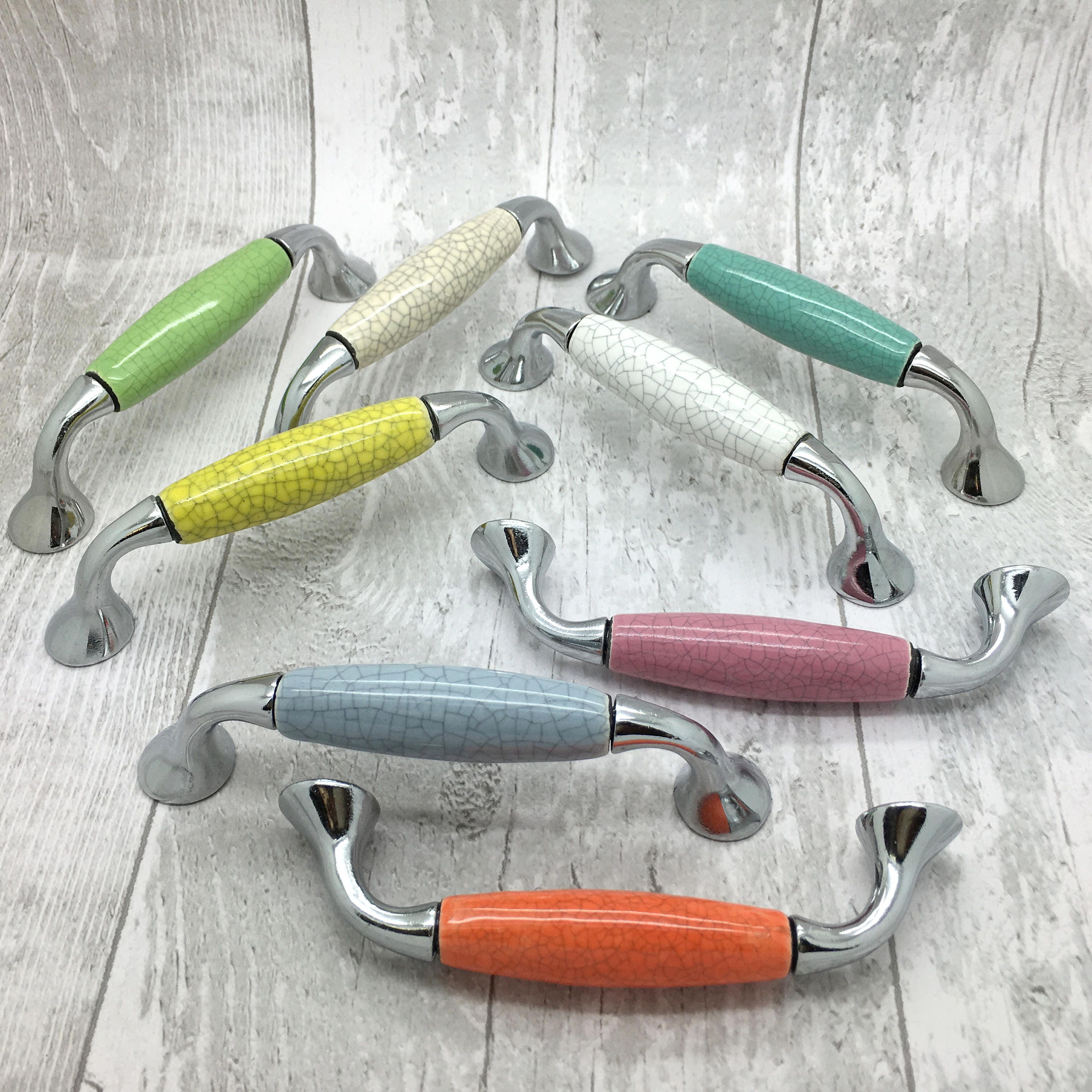 Crackle Ceramic Door Handles Cupboard Pulls Handles Etsy