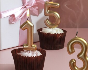 Candela Per Torta Numero 6 Oro Metallizzato Folat - 7 Cm - Per Compleanni, Matrimoni E Feste