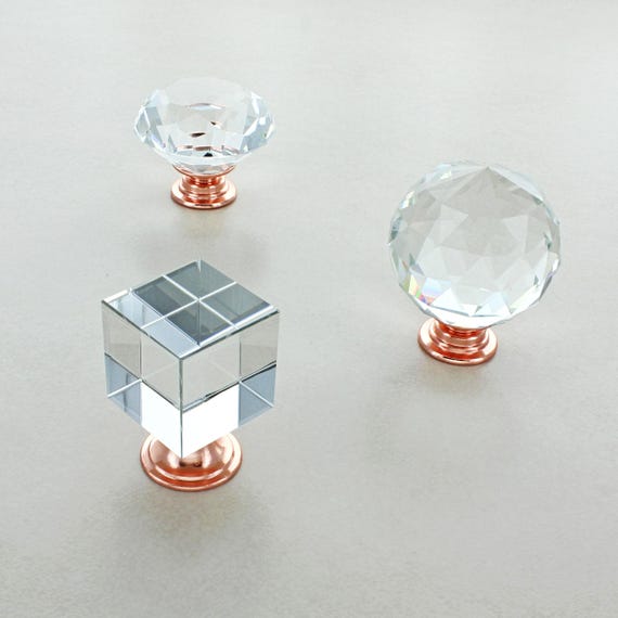 dresser knobs rose gold G Decor Rose Gold Copper Crystal Glass Kitchen Cupboard Knobs