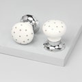Little Stars White with Grey Detail, Ceramic Mortice Door Knob Set, Internal Turning Handles