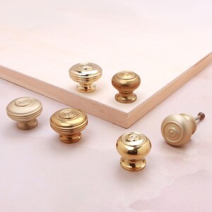 Bloxwich Solid Brass Cabinet Knobs, 32mm 38mm Kitchen Cupboard Drawer Pulls, Dresser Hardware, Polished Aged Satin
