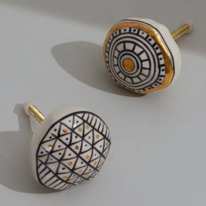 G Decor Sorrento Handcrafted & Hand-Painted Designer Ceramic Doorknob Gold Artistic Collection