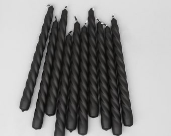 G Decor Pack Of 10 Or 20 Coraline Tall Black Candlesticks Twisted Dinner Candles