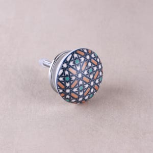 Set med 6 marockanska geometriska keramiska skåpdörrknoppar | Multipack | Lådhandtag | Reaknoppar