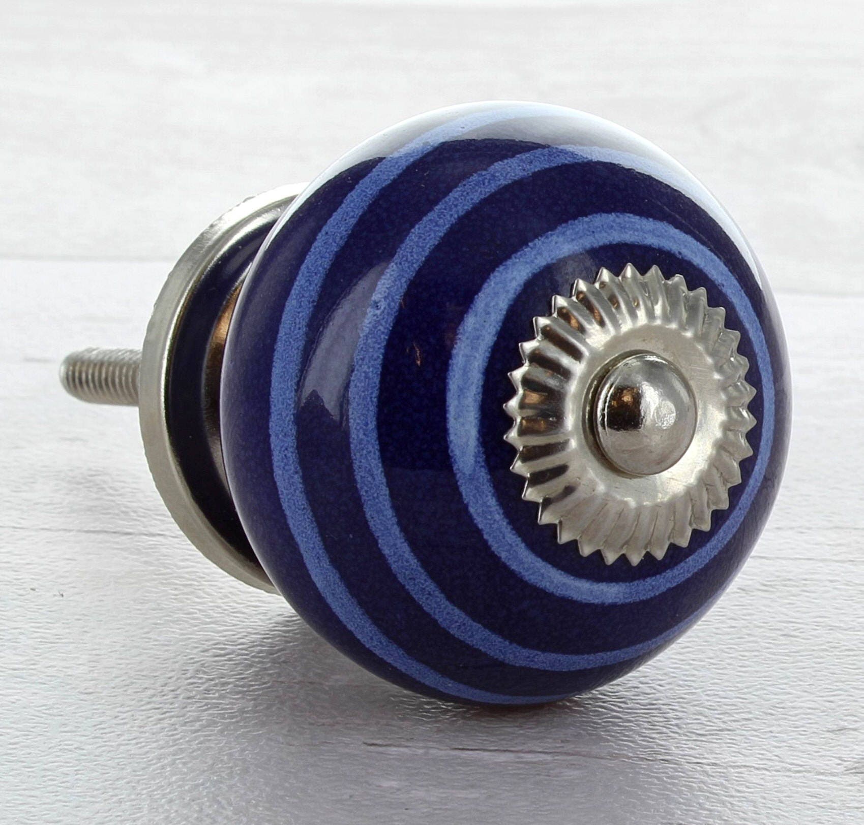 Dark Blue & White Ceramic Door Knobs Cupboard Drawer Door Etsy UK