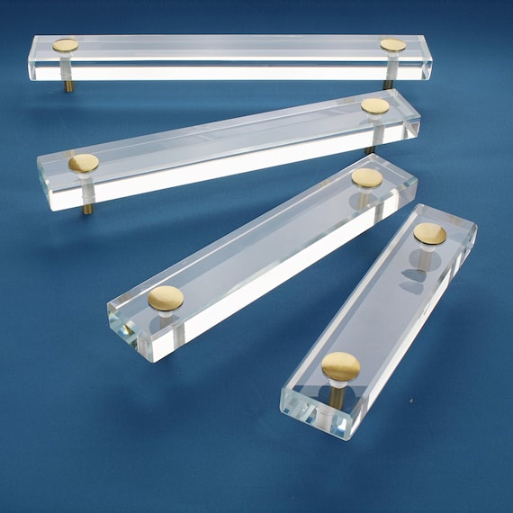 Alchemy Brass Clear Glass Cupboard Door Handles Etsy