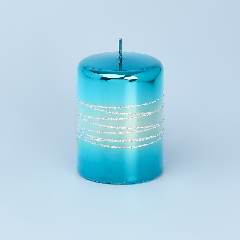 G Decor Sea Blue Glass Effect Candles image 3