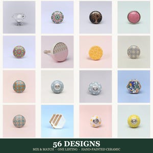 Funky Drawer Knobs, 56 Designs to Choose From, Hand Painted Ceramic Cabinet Knobs, Colourful Cupboard Door Knobs, Mix and Match Pulls