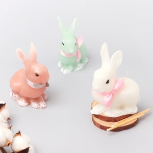 G Decor Sugar Pastel Bunny Scented Candle Rabbit Candle with Ribbon Bow