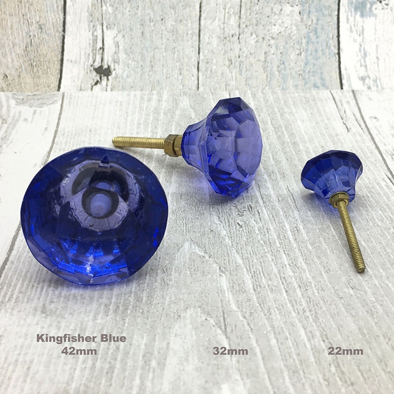 G Decor Coloured Faceted Glass Cupboard Door Knobs Drawer Pull Etsy UK