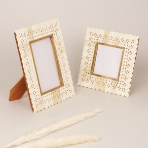 G Decor Carpathian Handmade Brass & Bone Inlay Photo Frame Floral Picture Display